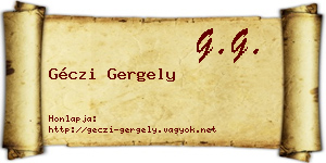 Géczi Gergely névjegykártya