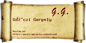 Géczi Gergely névjegykártya